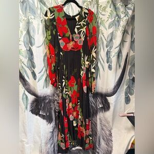 Anthropologie Vibrant Floral Long Sleeve Dress